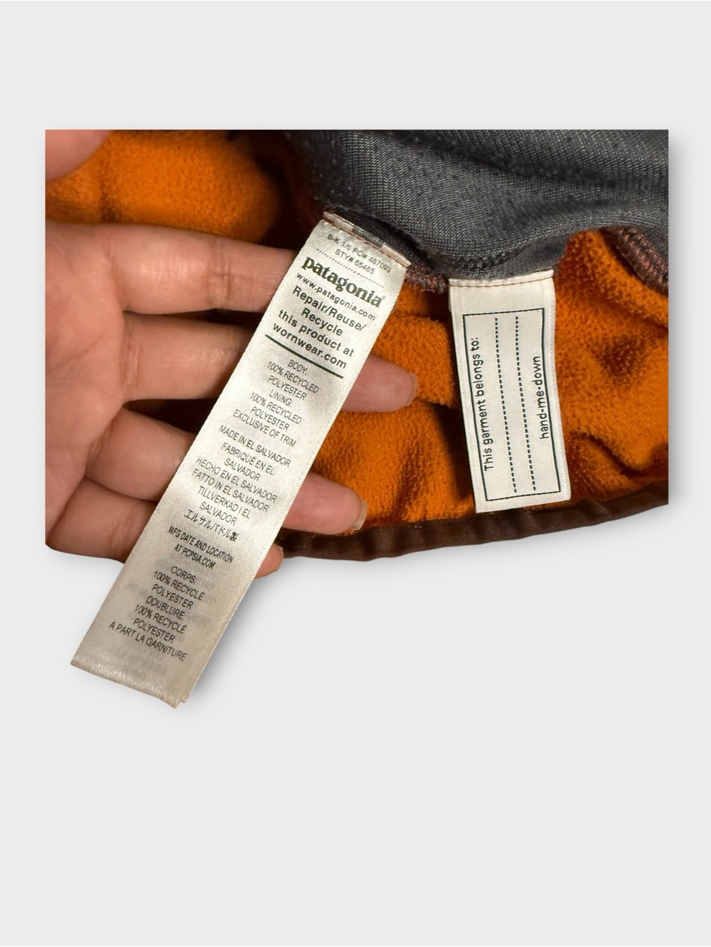 Patagonia Orange & Brown Color Block Micro D Snap T Fleece Jacket - Picture 5 of 6